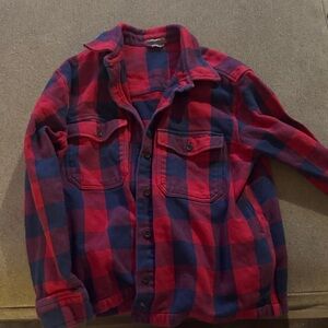 Eddie Bauer Kids Red and Blue Plaid Button Down Shirt